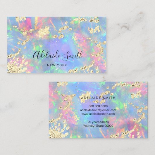 Carte De Visite parties scintillant simulée sur opal (Devant / Derrière)