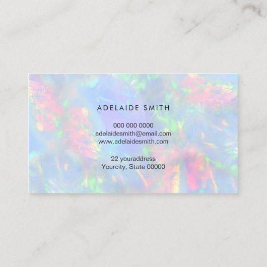 Carte De Visite parties scintillant simulée sur pastel opal (Dos)
