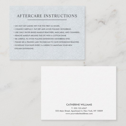 Carte De Visite Parties scintillant Soins postérieurs aux sourcils (Devant / Derrière)