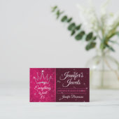 Carte De Visite Parties scintillant Sparkle Bling Pink Crown Jewel (Debout devant)