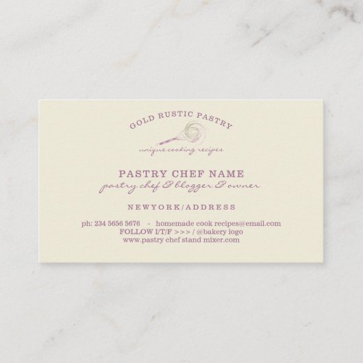 Carte De Visite Parties scintillant  Sparkle Rose Gold Bakery ivoi (Dos)