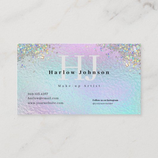 Carte De Visite Parties scintillant Sparkly Iridescente Foil Signa (Dos)