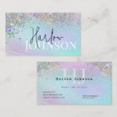 Carte De Visite Parties scintillant Sparkly Iridescente Foil Signa (Devant / Derrière)
