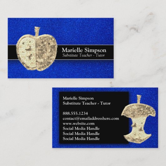 Carte De Visite Parties scintillant Substitut Professeur d'enseign (Devant / Derrière)