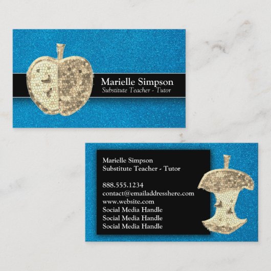 Carte De Visite Parties scintillant Substitut Professeur d'enseign (Devant / Derrière)