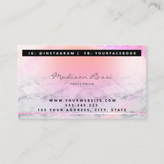 Carte De Visite Parties scintillant tendance gouttes holographique (Dos)