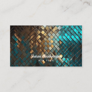 Carte De Visite Parties scintillant turquoise Blue and Gold Dragon