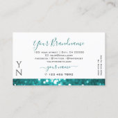 Carte De Visite Parties scintillant Turquoise brillante avec Monog (Dos)
