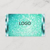 Carte De Visite Parties scintillant Turquoise brillante de luxe Ét (Devant)