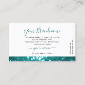 Carte De Visite Parties scintillant Turquoise brillante profession (Dos)