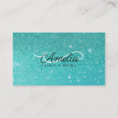 Carte De Visite Parties scintillant turquoise Éclairage Lash Exten (Dos)