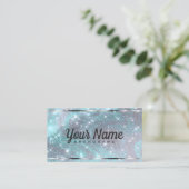 Carte De Visite Parties scintillant Turquoise en marbre d'argent l (Debout devant)