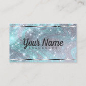 Carte De Visite Parties scintillant Turquoise en marbre d'argent l (Devant)