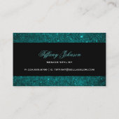 Carte De Visite Parties scintillant turquoise et Black Glam Faux (Dos)