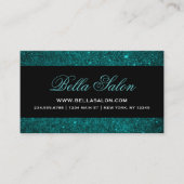Carte De Visite Parties scintillant turquoise et Black Glam Faux (Devant)