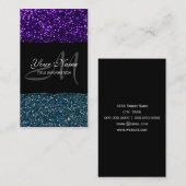 Carte De Visite Parties scintillant turquoise et violette (Devant / Derrière)