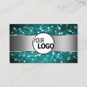 Carte De Visite Parties scintillant turquoise Étoiles Étincelles D (Devant)