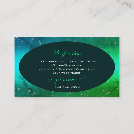 Carte De Visite Parties scintillant Turquoise moderne Étoiles Élég (Dos)