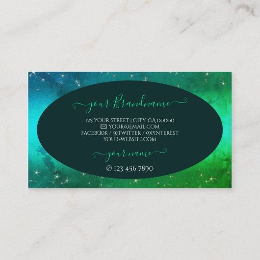 Carte De Visite Parties scintillant Turquoise moderne Étoiles Étoi (Dos)