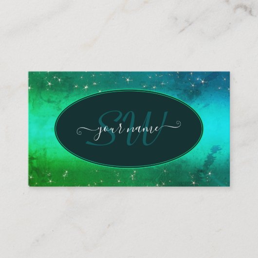 Carte De Visite Parties scintillant Turquoise moderne Étoiles Étoi (Devant)