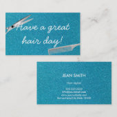 Carte De Visite Parties scintillant Turquoise moderne Hair Styllis (Devant / Derrière)
