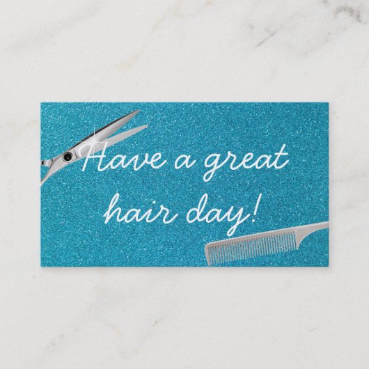 Carte De Visite Parties scintillant Turquoise moderne Hair Styllis (Devant)