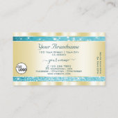 Carte De Visite Parties scintillant Turquoise or de luxe Lumineuse (Dos)