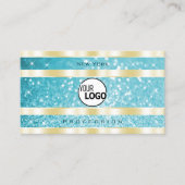 Carte De Visite Parties scintillant Turquoise or de luxe Lumineuse (Devant)