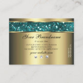Carte De Visite Parties scintillant Turquoise or Étoiles lumineuse (Dos)