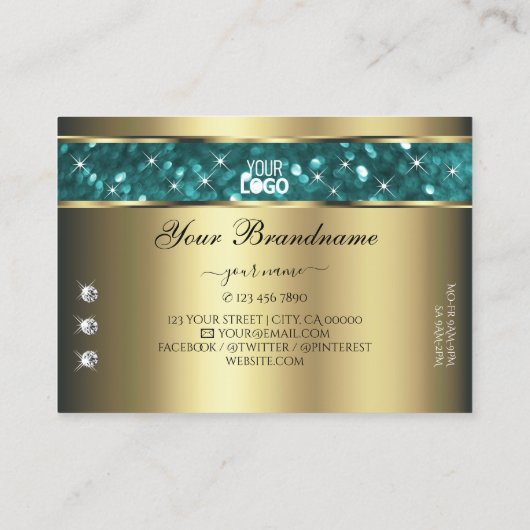Carte De Visite Parties scintillant Turquoise or Étoiles lumineuse (Dos)