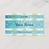 Carte De Visite Parties scintillant Turquoise Or Luxe Étoiles lumi (Devant)
