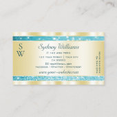 Carte De Visite Parties scintillant Turquoise Or Luxe Lumineuses É (Dos)