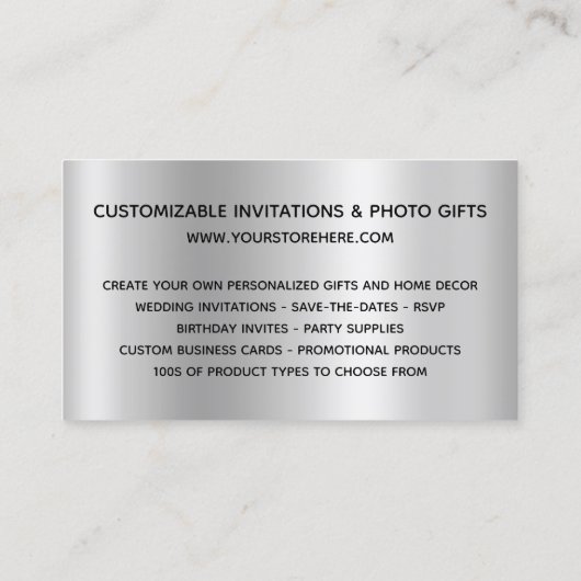 Carte De Visite Parties scintillant Turquoise pâle Lumière Ombre A (Dos)