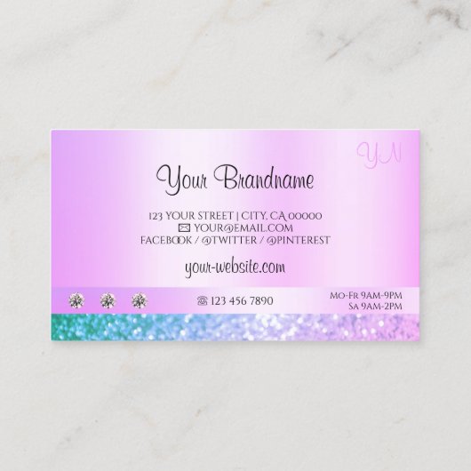 Carte De Visite Parties scintillant Turquoise rose clair chatoyant (Dos)