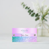 Carte De Visite Parties scintillant Turquoise rose clair chatoyant (Debout devant)