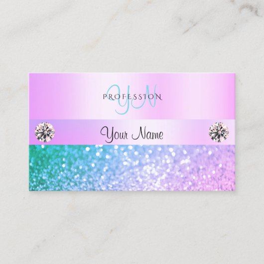 Carte De Visite Parties scintillant Turquoise rose clair chatoyant (Devant)
