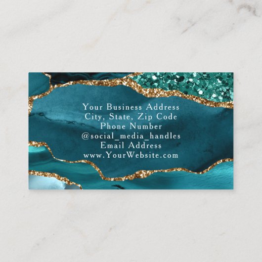 Carte De Visite Parties scintillant Turquoise Turquoise Or Agate U (Dos)