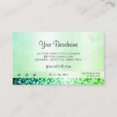 Carte De Visite Parties scintillant Turquoise vert chatoyant Monog (Dos)