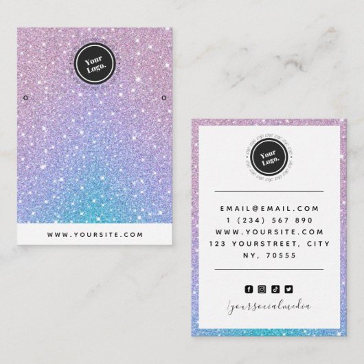 Carte De Visite Parties scintillant Unicorn Personnalisé Logo Bouc (Devant / Derrière)