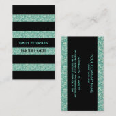 Carte De Visite Parties scintillant Vert Élégante Et Moderne, Gran (Devant / Derrière)