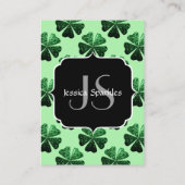 Carte De Visite Parties scintillant vert foncé brillant Shamrock M (Dos)