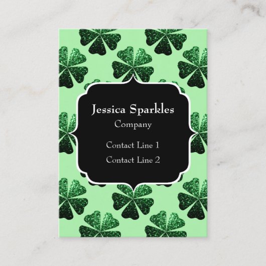 Carte De Visite Parties scintillant vert foncé brillant Shamrock M (Devant)
