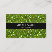 Carte De Visite Parties scintillant Verte Glam brillant noir rayé (Devant)