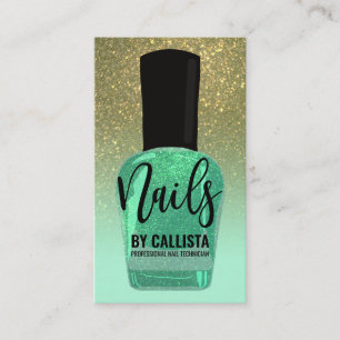 Carte De Visite Parties scintillant verte Gradient Clou Polonais T