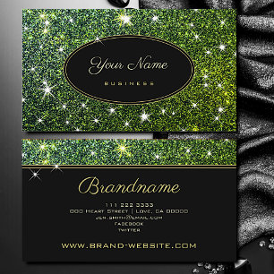 Carte De Visite Parties scintillant verte lumineuse à la mode Étoi