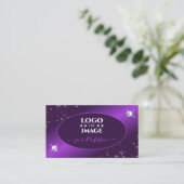 Carte De Visite Parties scintillant violet élégant Étoiles Diamant (Debout devant)