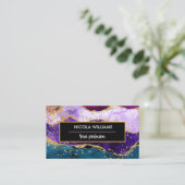 Carte De Visite Parties scintillant violet et bleu Peacock Agate (Debout devant)