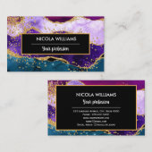 Carte De Visite Parties scintillant violet et bleu Peacock Agate (Devant / Derrière)