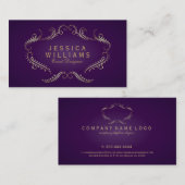 Carte De Visite Parties scintillant violet et or Ornat 3 (Devant / Derrière)