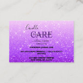 Carte De Visite Parties scintillant violet moderne soins aux bougi (Dos)